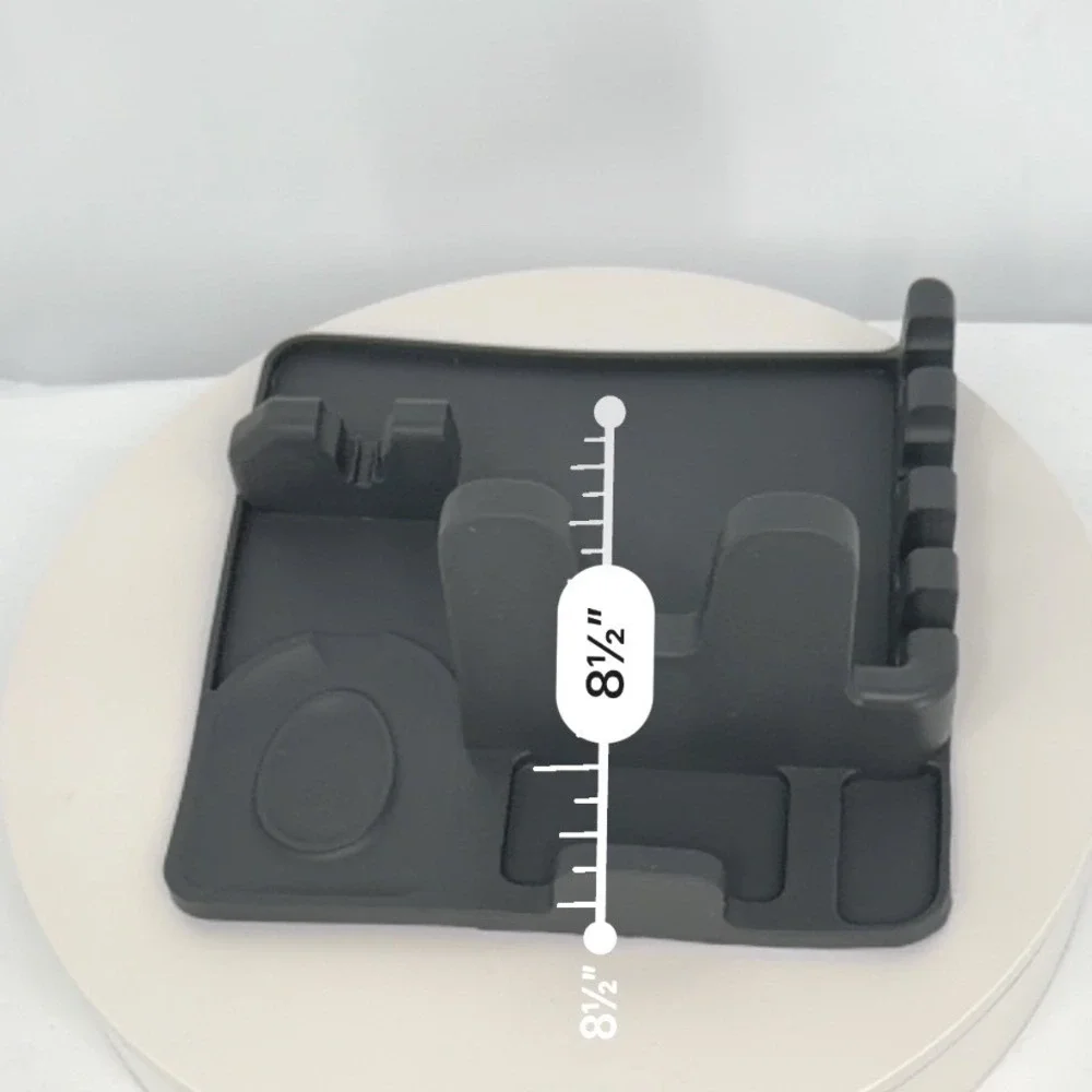 Silicone‎ Kitchen Utensil Rest Spoon Holder Mat Countertop Spill Pad Gray 96-11